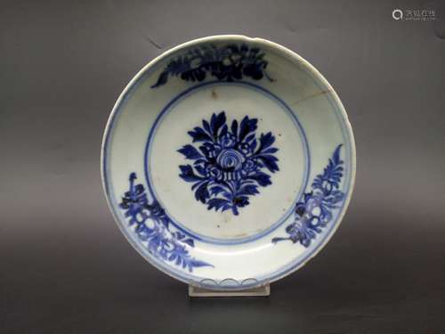 A Blue and White Floral Plate