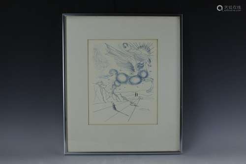 Salvador Dali Original Engraving Pegasus in Flight with