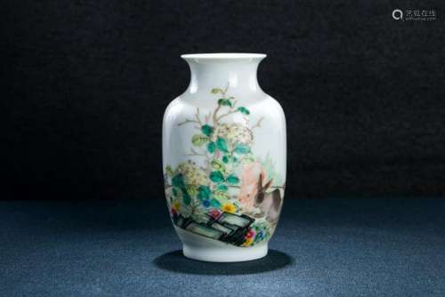 A Famille Rose Rabbits Lantern Vase Yongzheng