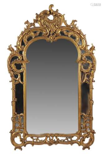 Property of a gentleman - an 18th century style carved giltwood wall mirror, second half 20th