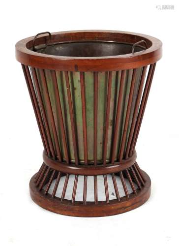 Property of a gentleman - a Victorian mahogany spindle bucket, with removable brass liner, 13.