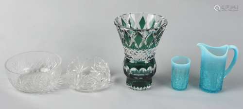 Property of a deceased estate - a Val St. Lambert green & clear glass vase, 9.85ins. (25cms.)