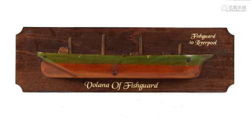 Property of a gentleman - a painted wood half block model ship entitled 'Volana of Fishguard',