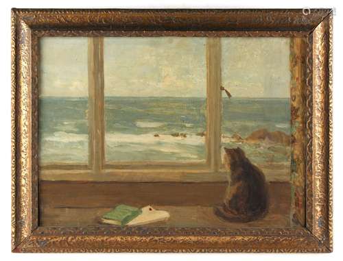 Property of a deceased estate - Newlyn school (early 20th century) - A CAT LOOKING OUT TO SEA -