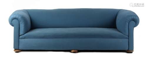 Property of a deceased estate - a large early 20th century blue upholstered chesterfield sofa,
