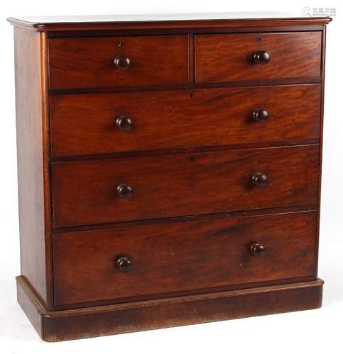 Property of a lady - a Victorian mahogany chest of two short & three long graduated drawers, with