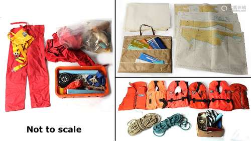 Property of a gentleman - a quantity of boating accessories including life jackets, pennants and