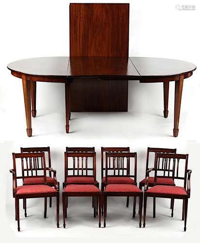 Property of a lady - a late 19th / early 20th century mahogany D-end telescopic extending dining