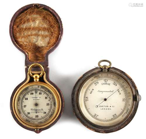 Property of a deceased estate - an early 20th century pocket barometer, the dial inscribed 'E B