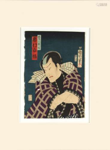 Toyohara Kunichika (1835-1900) - Kabuki actor, Ichimura Kakitsu - woodblock print, oban, circa 1866,