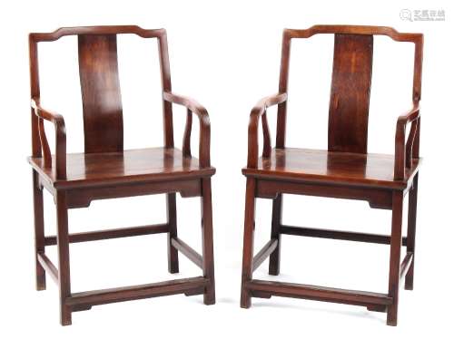 A pair of 19th century Chinese hongmu throne chairs, parts possibly huanghuali (2) (see