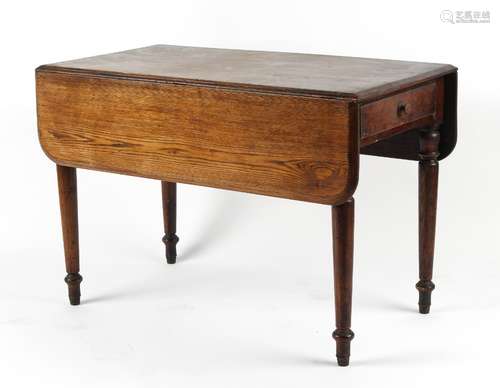 Property of a deceased estate - a Victorian pitch pine pembroke table, with end drawer & turned