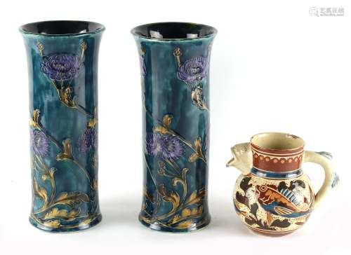 Property of a lady - a pair of early 20th century S. Hancock & Sons Morris Ware vases, facsimile