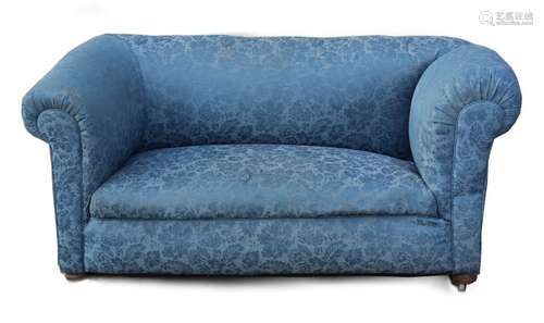 Property of a gentleman - an early 20th century blue floral upholstered drop-end chesterfield