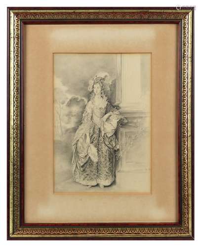 Property of a gentleman - English school - PORTRAIT OF AN EIGHTEENTH CENTURY LADY - charcoal