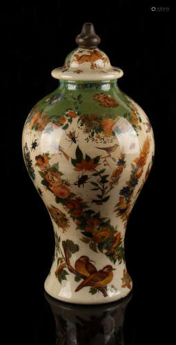 Property of a gentleman - a large late 19th century French inside painted glass baluster vase &