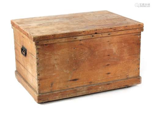 Property of a gentleman - a large 19th century pine storage trunk, 41.5ins. (105cms.) wide (see