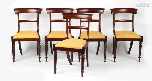 Property of a deceased estate - a set of five early 19th century William IV mahogany bar back dining