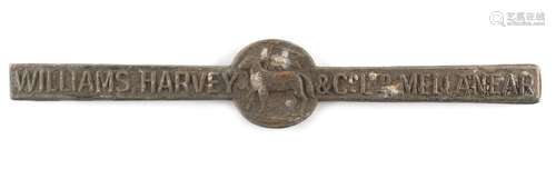 Property of a gentleman - mining interest - a 19th century tin ingot inscribed 'Williams Harvey & Co