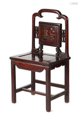 Property of a deceased estate - a Chinese carved hongmu side chair, late 19th century (see