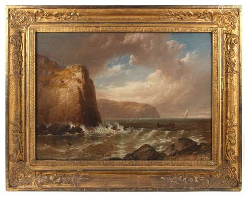 Property of a lady - D. McKenzie (19th century) - COASTAL SCENE WITH FIGURES IN A BOAT - oil on