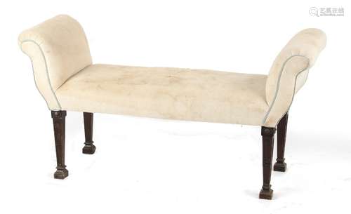 Property of a lady - an Edwardian mahogany & upholstered window seat, 53.5ins. (136cms.) long (