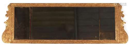 Property of a gentleman - an 18th century gilt framed triple plate landscape overmantel mirror, re-
