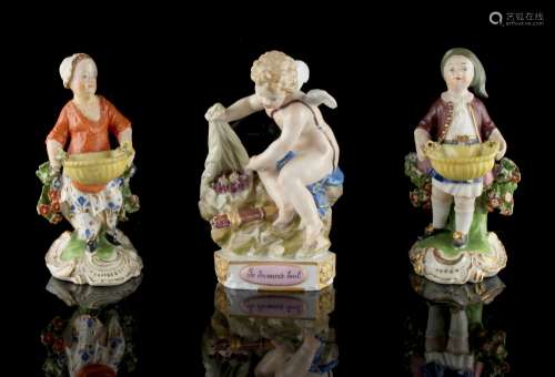 Property of a lady - a Meissen Marcolini period figure of a cherub, titled to base 'Je decouvre