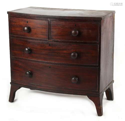 Property of a deceased estate - an early 19th century mahogany bow-fronted chest of two short &