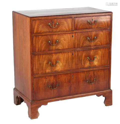 Property of a deceased estate - a George III mahogany chest of two short & three long graduated