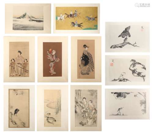 Property of a lady - a folio of five modern reproductions of famous woodblock prints; together
