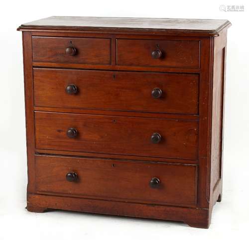 Property of a deceased estate - a Victorian mahogany chest of two short & three long graduated