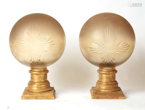 Property of a gentleman - a large pair of cut glass spherical carboys, possibly apothecary