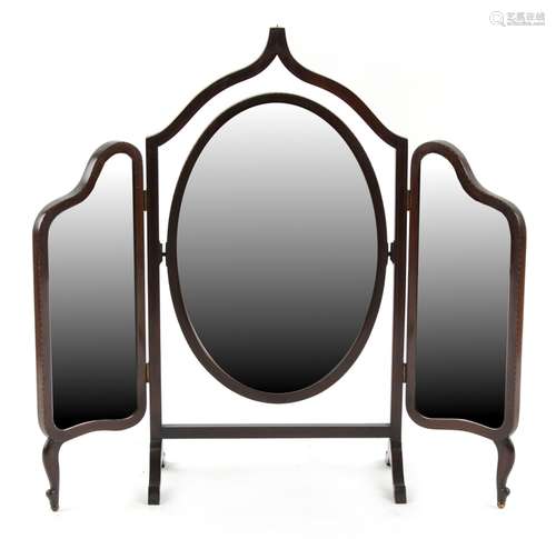 Property of a deceased estate - an Edwardian mahogany triptych dressing table mirror (see