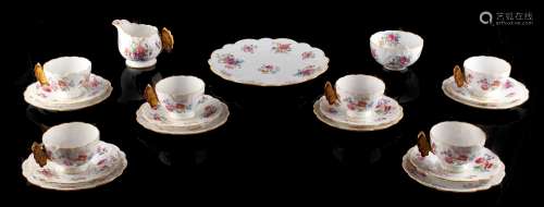 Property of a lady - an early 20th century Aynsley butterfly handled twenty-one piece tea set,