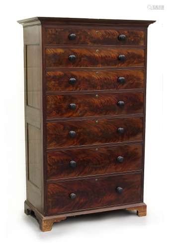 Property of a gentleman - a Victorian mahogany semainier or chest of seven graduated drawers, with
