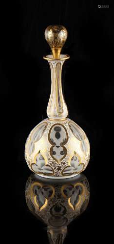 Property of a deceased estate - a 19th century Bohemian gilt decorated white overlaid glass scent