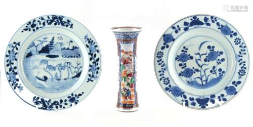 Property of a deceased estate - an 18th century Chinese blue & white & famille rose mandarin pattern