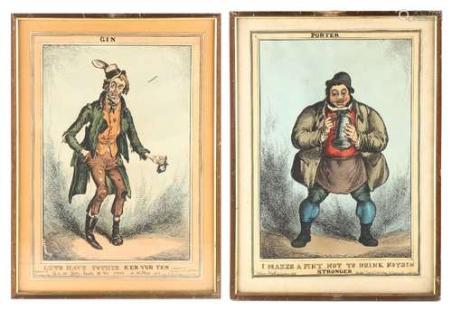 A small collection of 19th century satirical cartoons - HEATH, William - 'PORTER - I MAKES A PINT