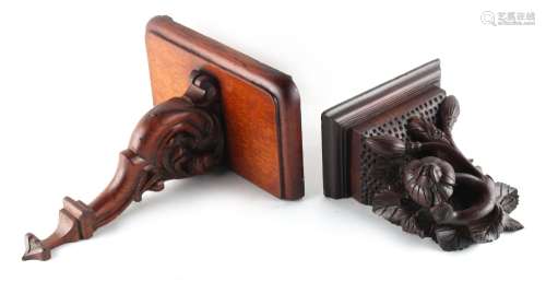 Property of a deceased estate - two carved oak wall brackets, late 19th century, the taller 11.1ins.