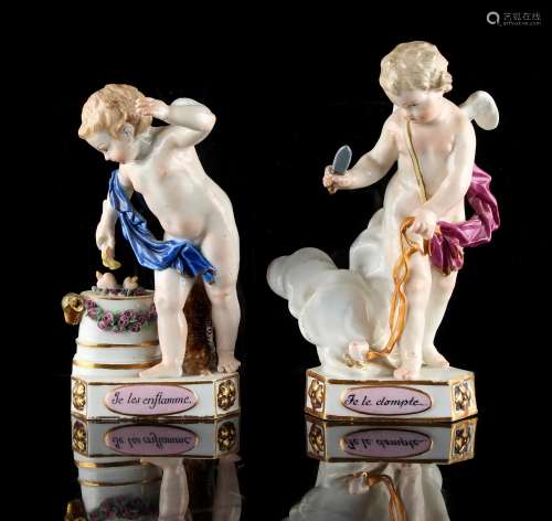 Two Meissen 'Devisenkinder' figures, Marcolini period (1774-1814), after the models by M.V. Acier