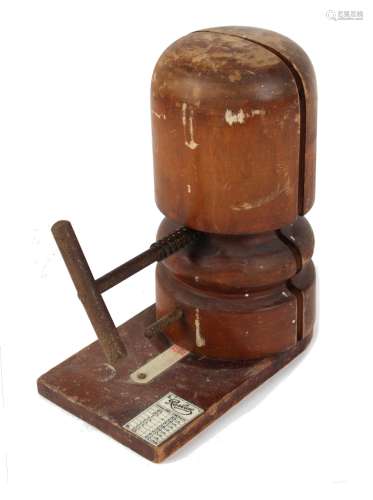 Property of a gentleman - a vintage Reslaw milliner's wooden hat stretcher (see illustration).