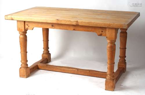 Property of a gentleman - a pine kitchen refectory table, of pegged construction, the 2-inch thick