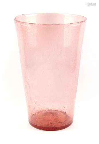 Property of a gentleman - a large pink glass vase, possibly Monart, of tapering cylindrical form