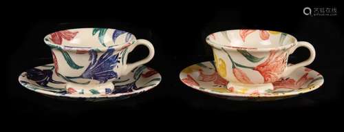 Property of a deceased estate - a large pair of Emma Bridgewater spongeware breakfast cups &