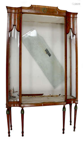 Property of a gentleman - a late Victorian satinwood china display cabinet, door missing,