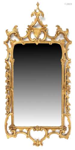 Property of a gentleman - an early George III style carved giltwood framed wall mirror, early 20th