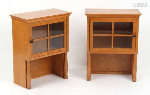 Property of a lady - a pair of early 20th century Biedermeier style satin birch glazed cabinets,