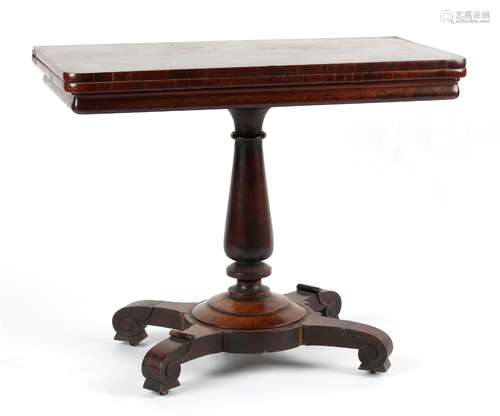 Property of a deceased estate - a William IV rosewood swivel-top foldover card or games table,