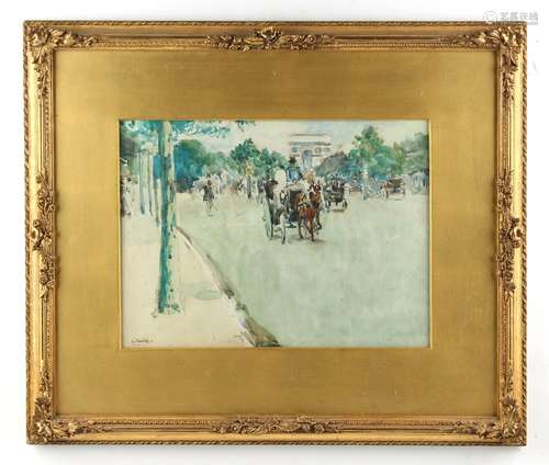 Property of a gentleman - Albert Ludovici Jnr (1852-1932) - CARRIAGES ON THE CHAMPS ELYSEES -